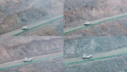 4k航拍行驶在山路的汽车高清在线视频素材下载