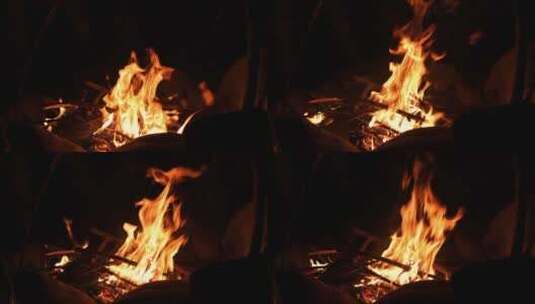 燃烧中的篝火火焰高清在线视频素材下载
