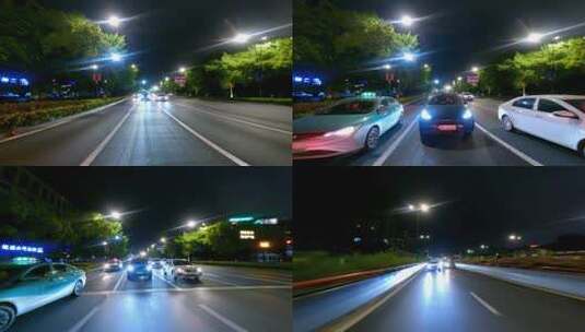 夜晚杭州市德胜快速路车尾行车空镜高清在线视频素材下载