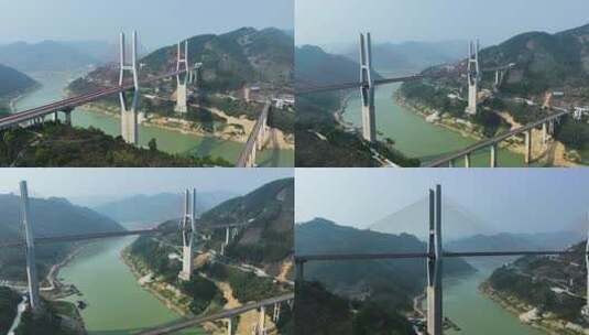 延时摄影航拍贵州岩架大桥高清在线视频素材下载