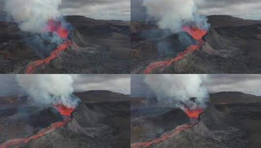 4K航拍火山喷发瞬间高清在线视频素材下载
