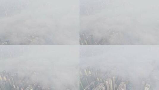 湖南省衡阳市市区平流雾航拍高清在线视频素材下载