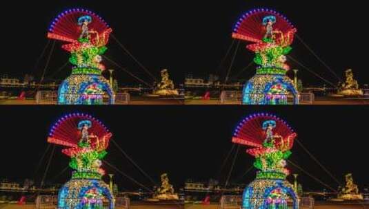 【4K超清】惠州东江公园客家女花灯大范围高清在线视频素材下载