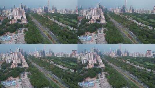 深圳深南大道交通航拍高清在线视频素材下载
