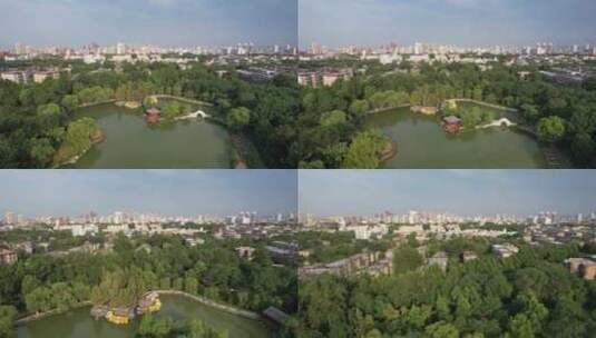山东淄博人民公园航拍高清在线视频素材下载