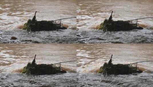 河流 流水 水面 奔流 江河 波涛 波浪翻滚高清在线视频素材下载