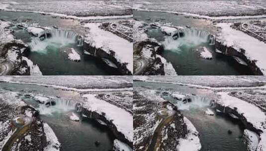冰岛众神瀑布雪景 辽阔壮美高清在线视频素材下载