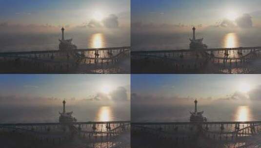 航拍杭州湾跨海大桥海天一洲高清在线视频素材下载