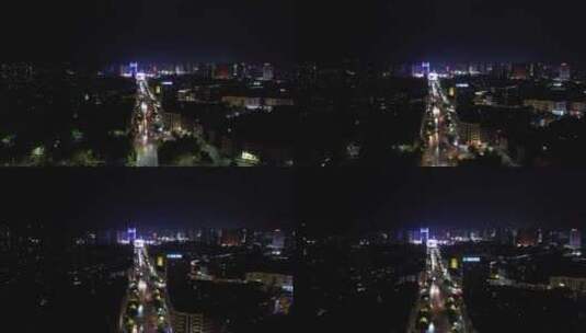 湖南怀化四线城市夜景航拍高清在线视频素材下载