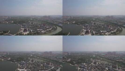 河北沧州古运河风光航拍高清在线视频素材下载
