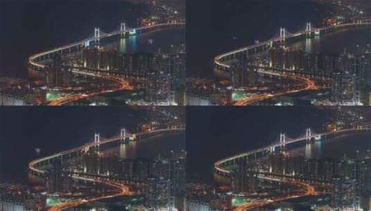 首尔夜晚的光大门大桥高清在线视频素材下载