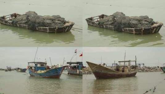 C福建晋江码头渔船高清特写视频高清在线视频素材下载