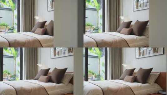 现代建筑室内温馨卧室高清在线视频素材下载