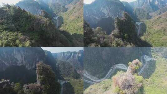 德夯大峡谷fpv穿越机航拍矮寨奇观5A景区4K高清在线视频素材下载