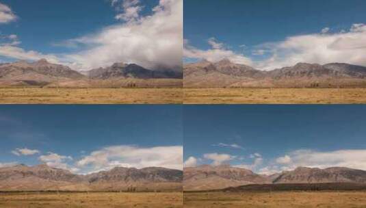 延时云彩穿越平原和山脉高清在线视频素材下载
