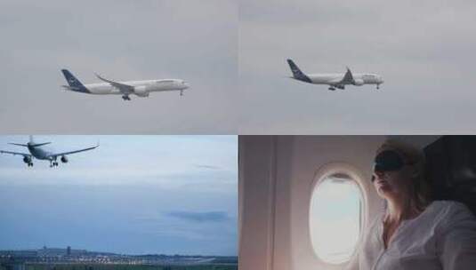 4K飞机从天空飞过-飞机起飞飞机降落航班高清在线视频素材下载