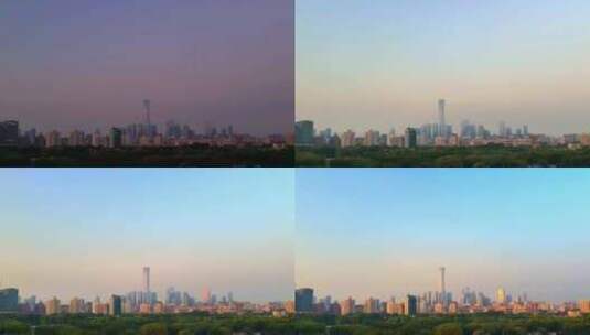 北京国贸CBD霜降节气全景夜转日天亮延时高清在线视频素材下载