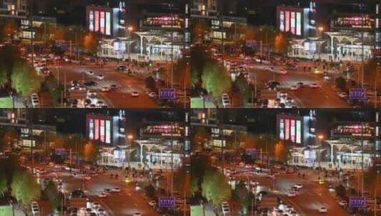 北京望京SOHO夜景灯光车流高清在线视频素材下载