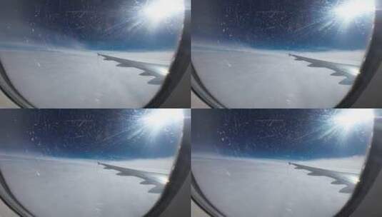 民航客机弦窗外的机翼高清在线视频素材下载
