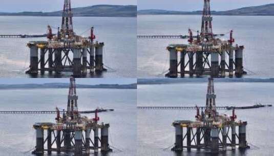 海上的石油钻井平台高清在线视频素材下载