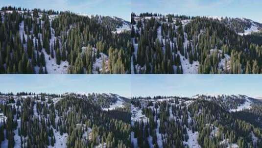 航拍冬季雪山森林高清在线视频素材下载