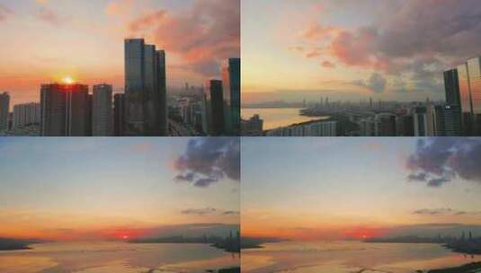 城市海上黄昏日落高清在线视频素材下载
