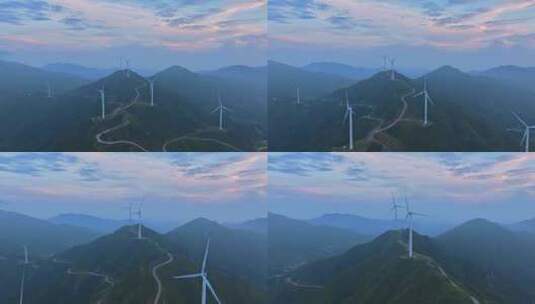 山上的风车 风电 风力发电场航拍高清在线视频素材下载