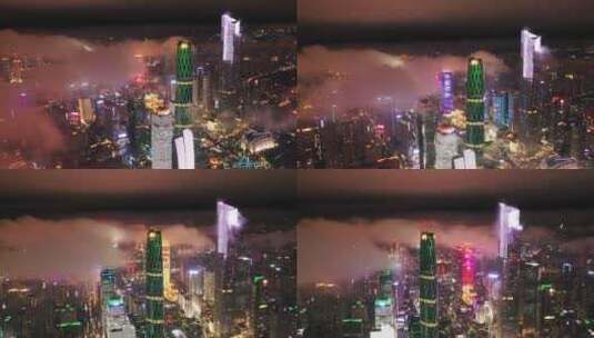 中国广东省广州市市区广州塔CBD中轴线高清在线视频素材下载