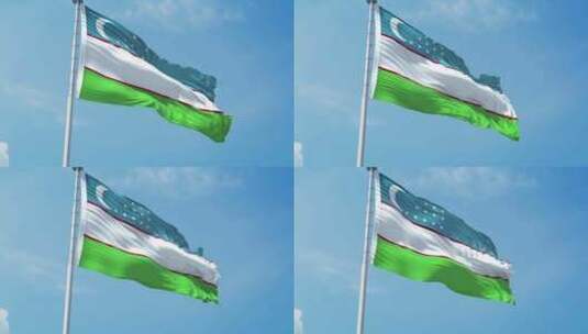 乌兹别克斯坦现实主义旗帜高清在线视频素材下载