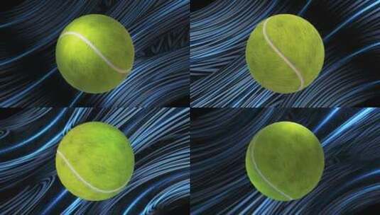带蓝色样条的3D网球无缝循环背景高清在线视频素材下载