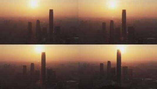 东莞市区日落夜景航拍高清在线视频素材下载