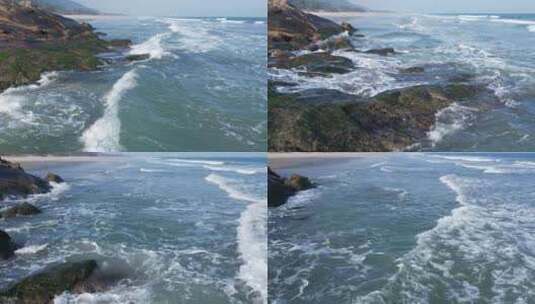大海海岸海浪波涛汹涌航拍高清在线视频素材下载