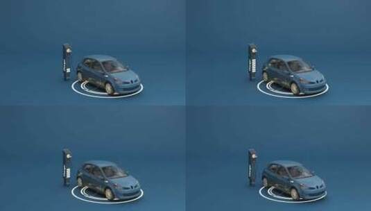 新能源汽车充电桩3d动画高清在线视频素材下载