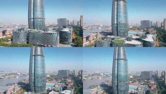 宁波三江口财富中心城市环境高清在线视频素材下载