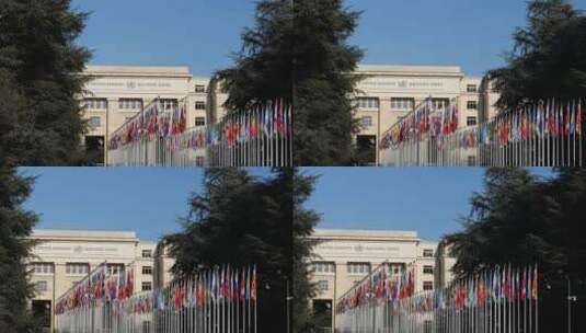 联合国万国宫各国国旗高清在线视频素材下载