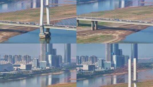 江西南昌八一大桥车流交通航拍东湖区城市风高清在线视频素材下载