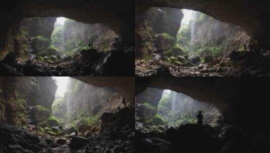 汉中地洞河天坑最美天坑喀斯特地貌户外探险高清在线视频素材下载