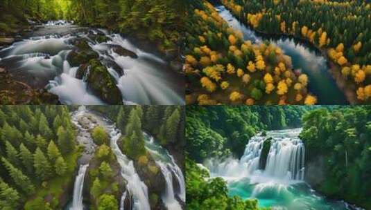 河流溪流森林瀑布高清在线视频素材下载