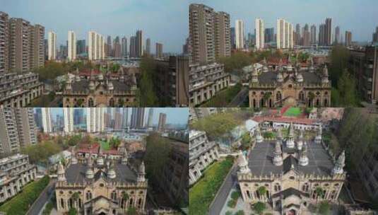 航拍武汉旅游地标古德寺历史建筑高清在线视频素材下载