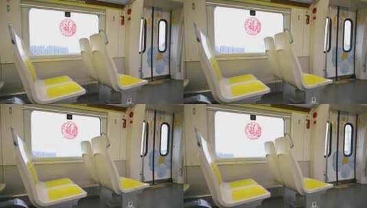 旅行的无人火车车厢望向窗外风景高清在线视频素材下载