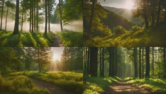 森林 清晨阳光 自然高清在线视频素材下载