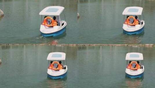 公园游玩划船湖水高清在线视频素材下载