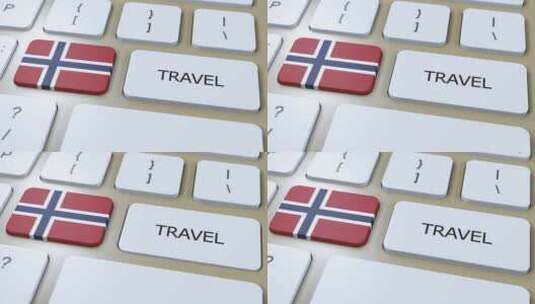 挪威国旗和文字旅行按钮旅行到国家3D动画高清在线视频素材下载