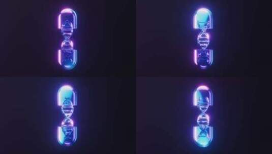 医药胶囊与霓虹灯光效果循环动画3D渲染高清在线视频素材下载