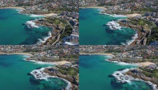 悉尼沿海郊区夏季海浪撞击塔玛拉马和勃朗特高清在线视频素材下载