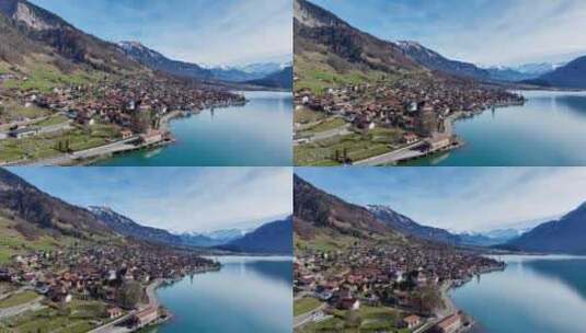 瑞士布里恩茨湖教堂高清在线视频素材下载