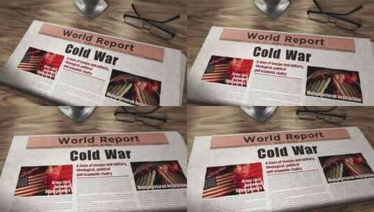 桌上的冷战军备竞赛报纸高清在线视频素材下载