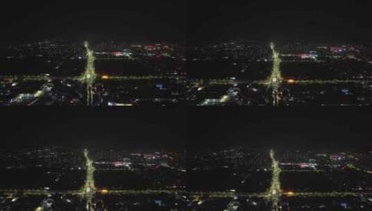 广东阳江城市夜景交通航拍高清在线视频素材下载