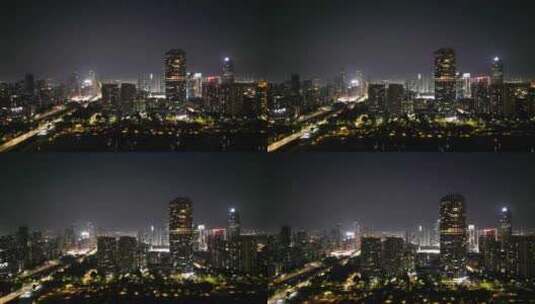 航拍惠州城市夜景灯光高清在线视频素材下载