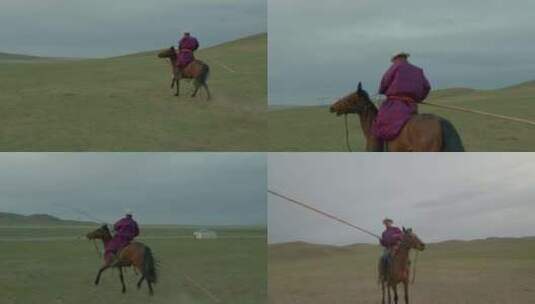 套马汉子 草原骑马 奔跑 内蒙古汉子高清在线视频素材下载